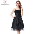 Grace Karin 2016 Damen-Spaghetti-Trägern Bow-Knot Dekoriert Schwarz Kurz Abend Prom Cocktailkleid 8 Größe US 2 ~ 16 GK001001-1